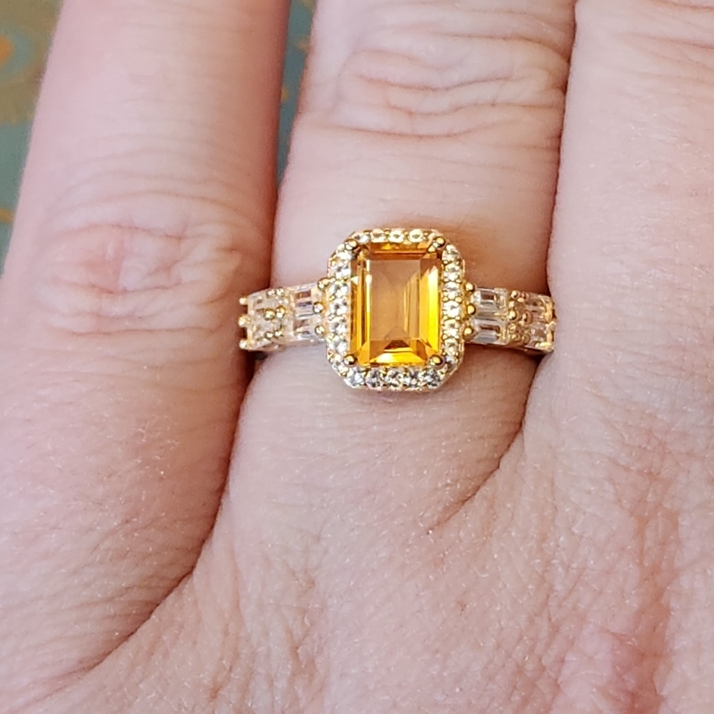 Citrine in 18k Gold over Sterling Ring, Size 6
